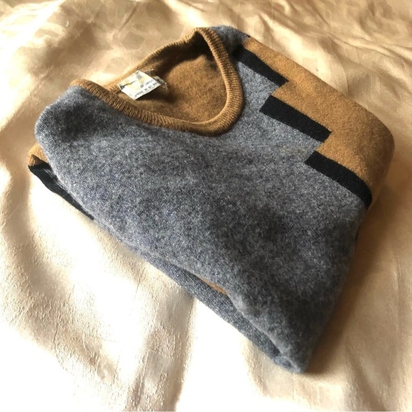 VINTAGE Aquascutum Colour Block Knit Wool Crew Neck Sweater - Picture 5 of 8